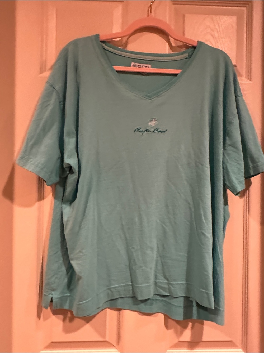 Men's V-Neck Short Sleeve Shirt - Teal